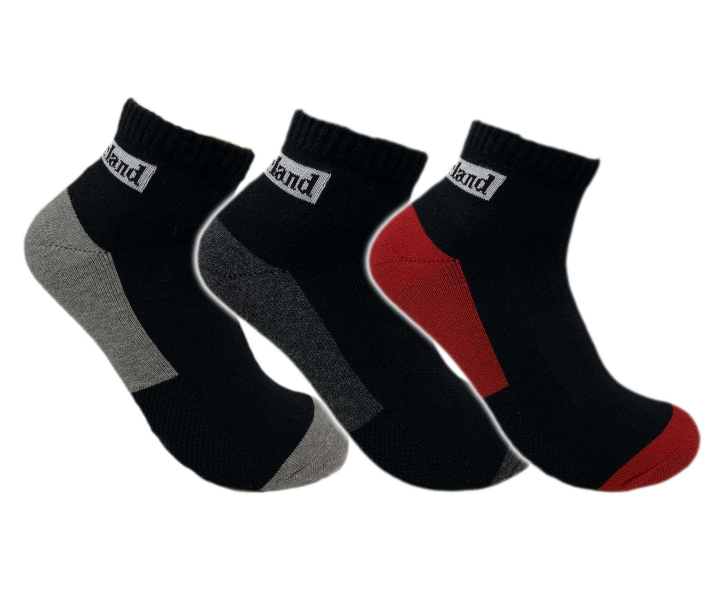 Timberland Cushioned Quarter Crew Socks 3 pack 43TB294052TD-001 Blk