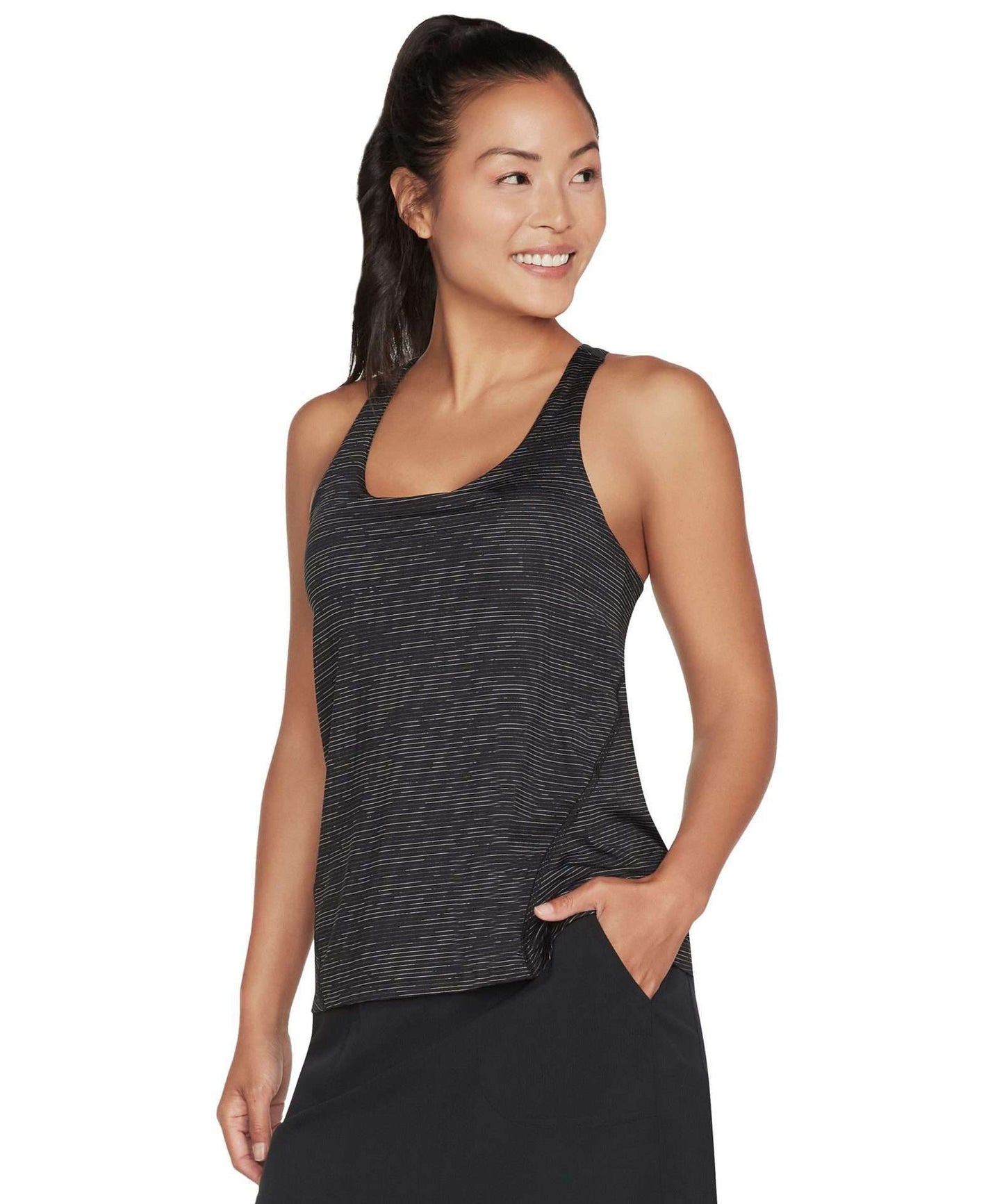 Skechers WOMEN'S Apparel Motion Stripe Shelf Bra Tank