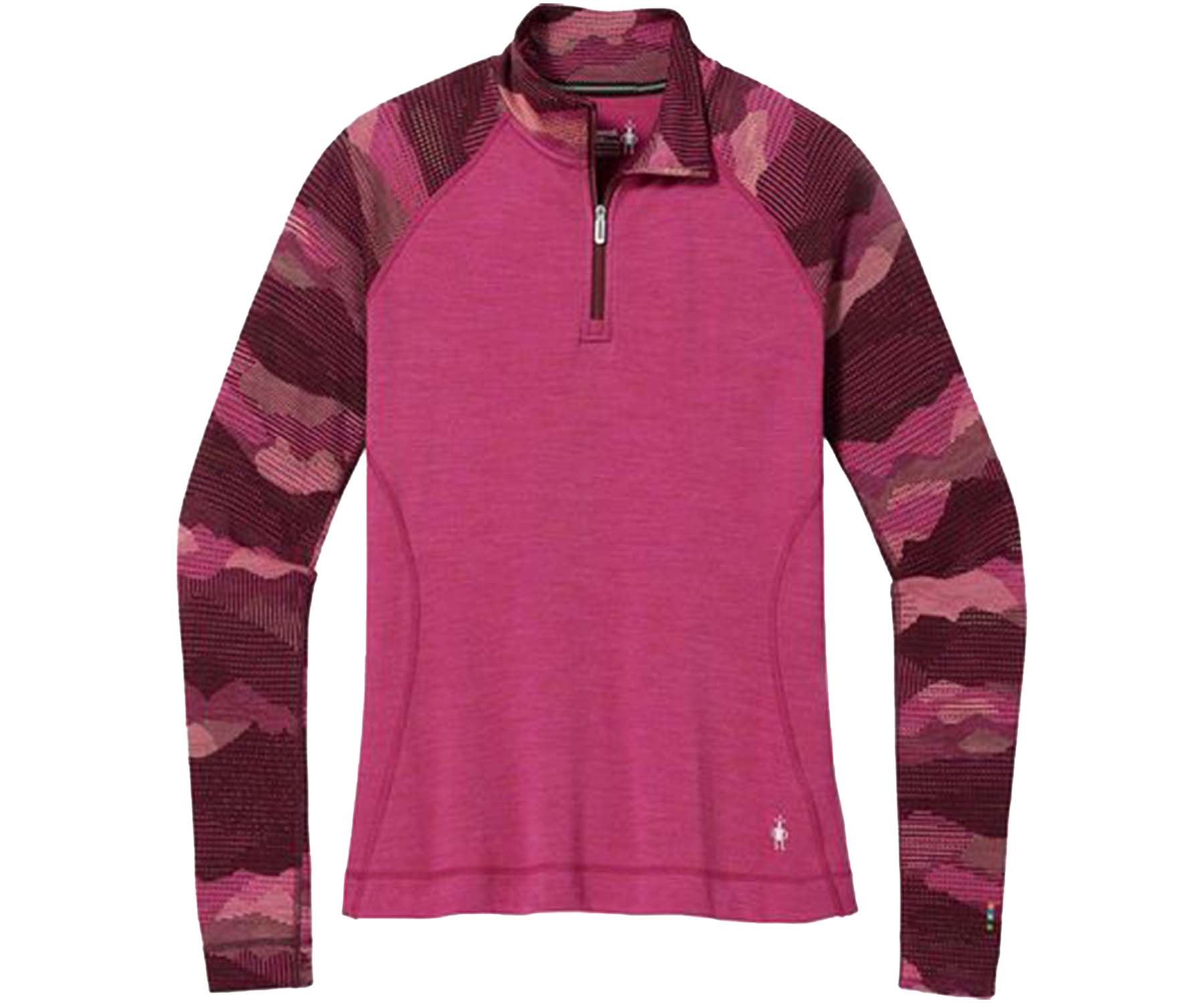 Smartwool Women's Classic Thermal Merino Base Layer Pattern 1/4 Zip - Festive Fuchsia Mountain Scape