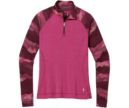 Smartwool Women's Classic Thermal Merino Base Layer Pattern 1/4 Zip - Festive Fuchsia Mountain Scape