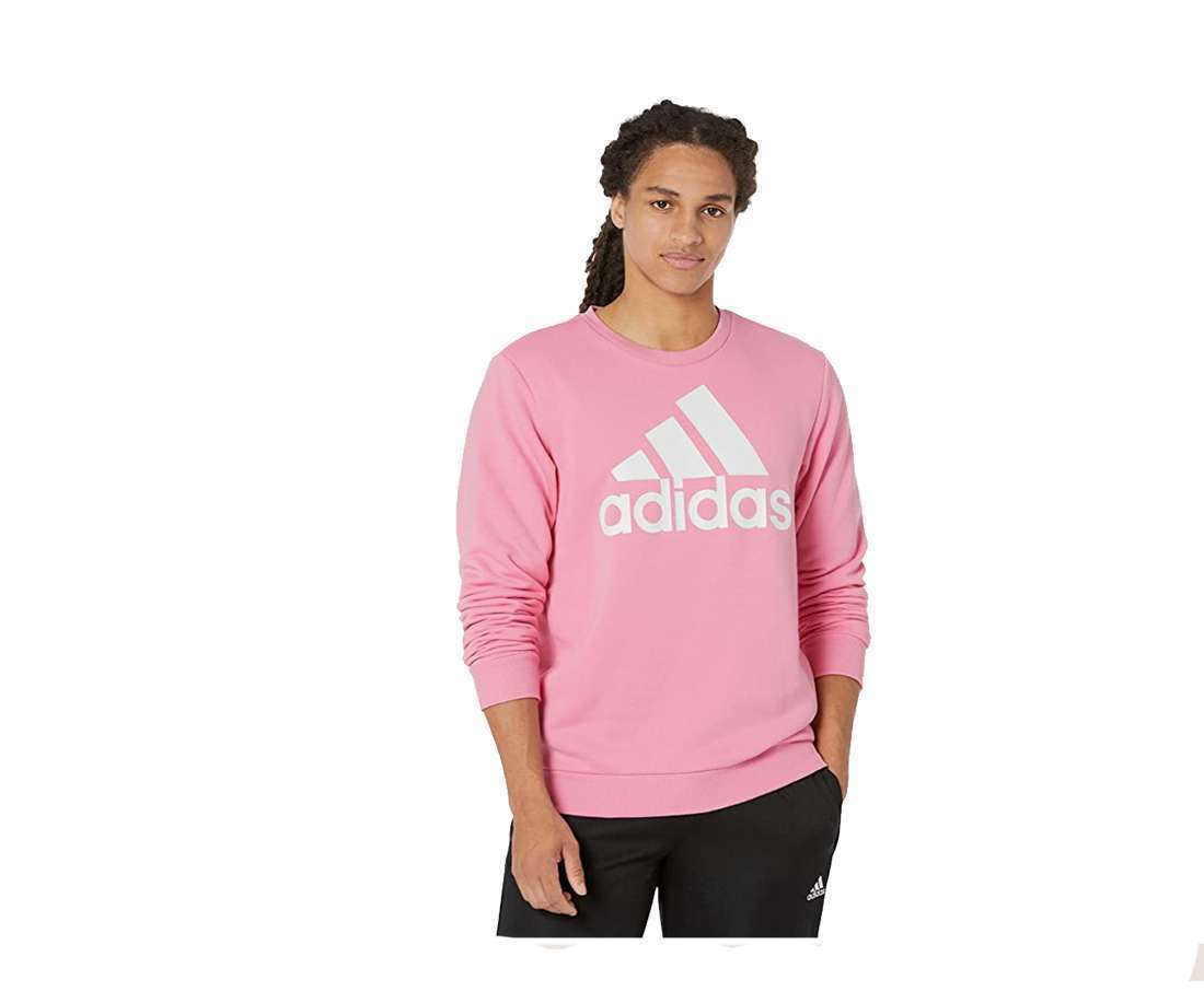 adidas Men's Essentials Big Logo Fleece Sweatshirt - Bliss Pink