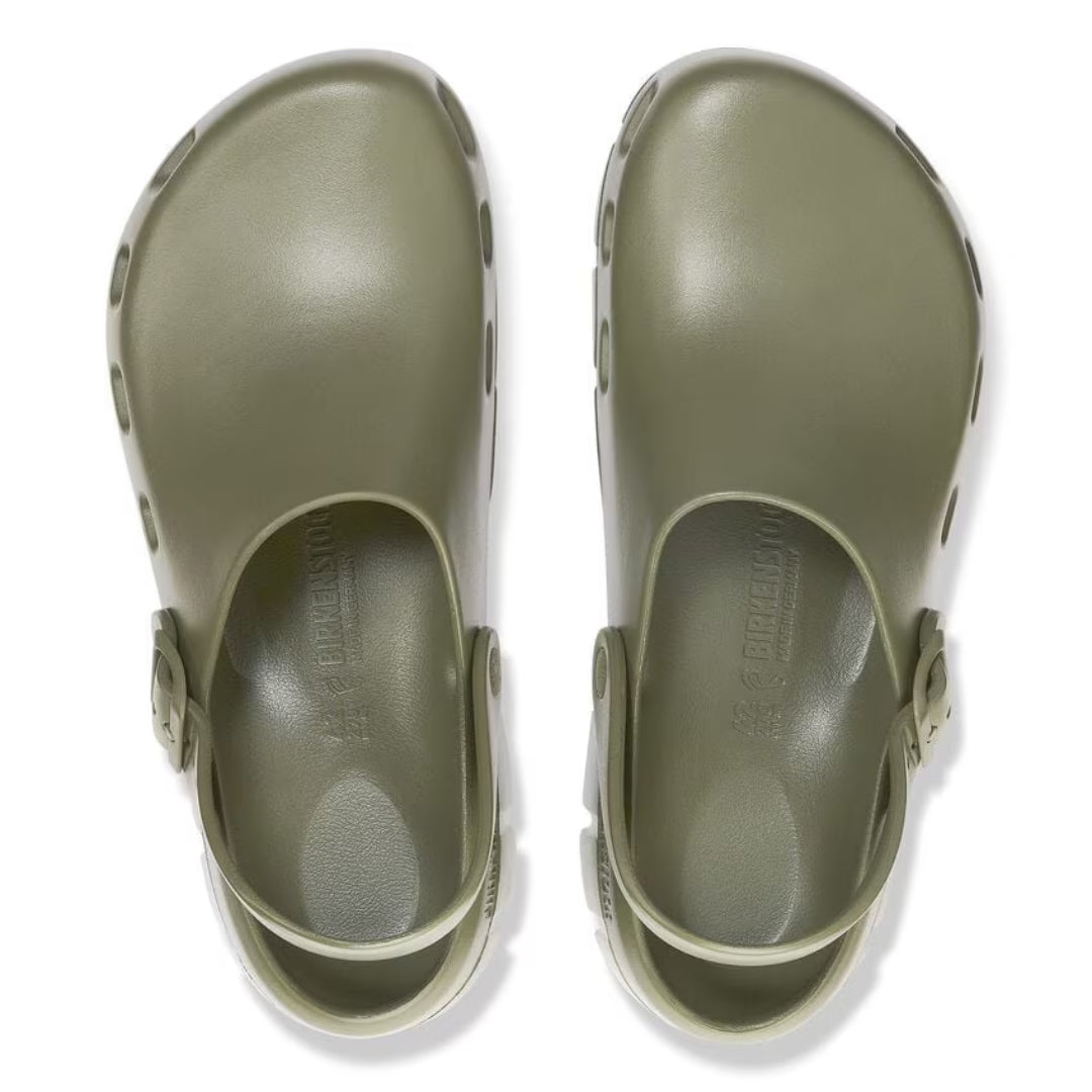 Birkenstock Birki Flow EVA clogs, lightweight, water-resistant footwear designed for comfort and durability.