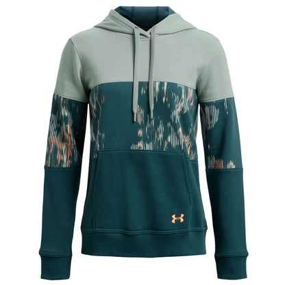 Women's UA Rival Fleece Blocked Hoodie Opal Green / Tourmaline Teal