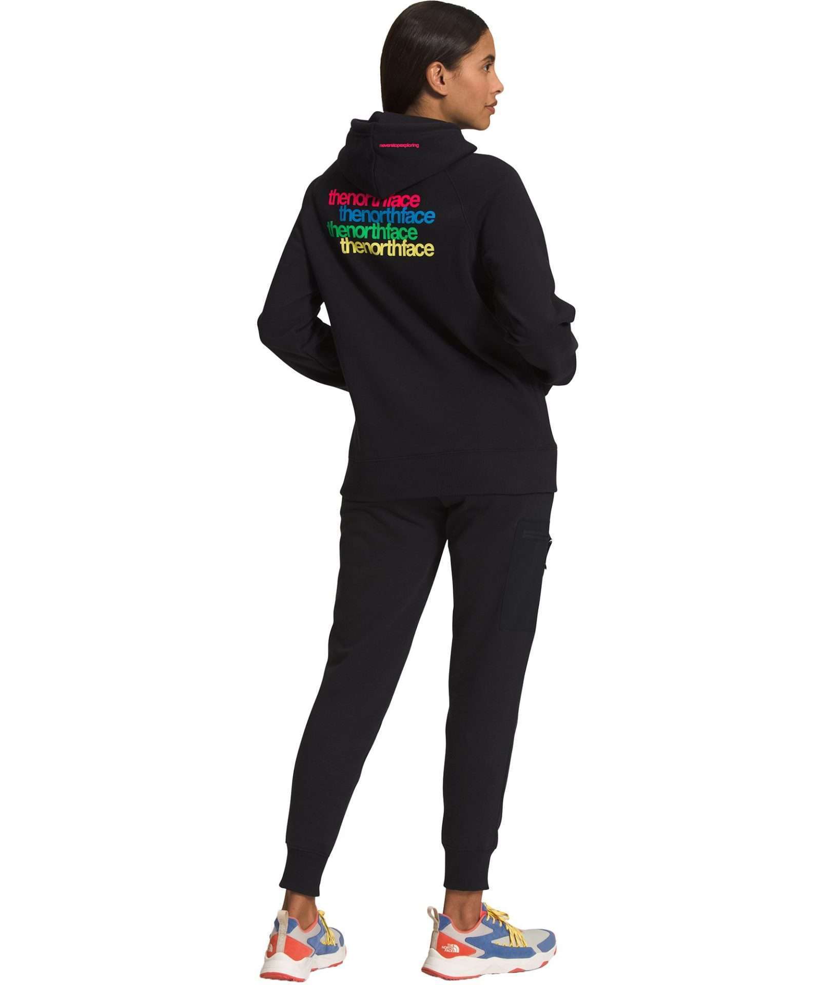 The North Face Women's Graphic Injection Hoodie - TNF Black/Brilliant Coral