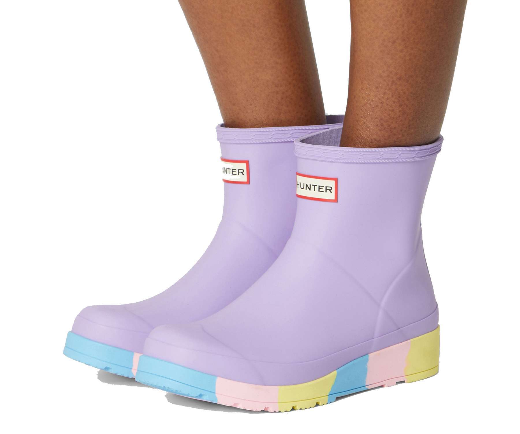 HUNTER Women's Play Short Stripe Sole Rain Boots Lavender Mist