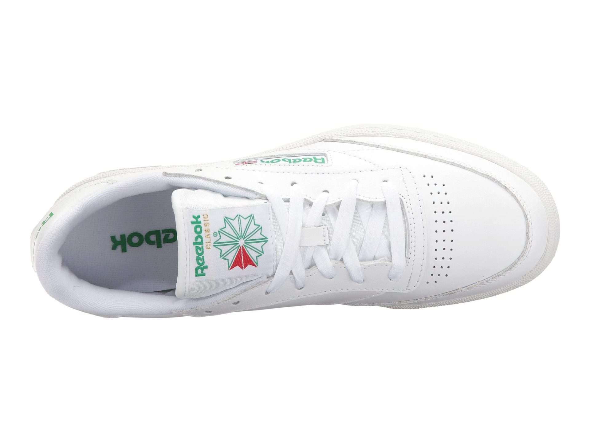 Reebok Men's Classic CLUB C 85 Shoes ,AR0456,White / Green