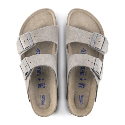 BIRKENSTOCK ARIZONA SOFT FOOTBED SLIDES - STONE COIN
