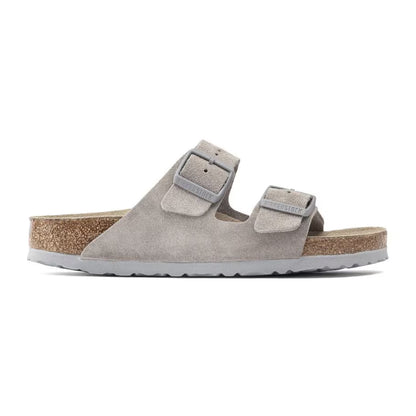 BIRKENSTOCK ARIZONA SOFT FOOTBED SLIDES - STONE COIN