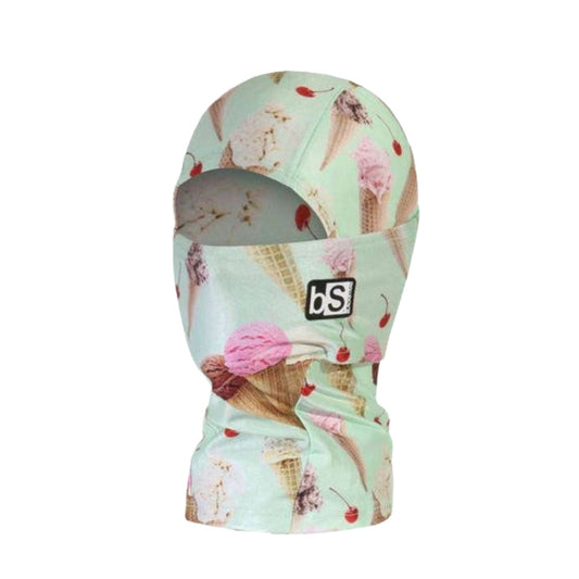 Kids balaclava featuring full head and neck coverage, stretch performance fabric, breathable construction, and a helmet-compatible design for cold-weather outdoor activities