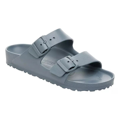 Pair of Birkenstock Arizona EVA sandals with a lightweight two-strap design, adjustable buckles, and waterproof construction for casual and water-friendly use.
