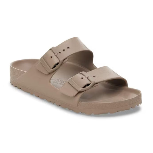 Pair of Birkenstock Arizona EVA sandals with a lightweight two-strap design, adjustable buckles, and waterproof construction for casual and water-friendly use.