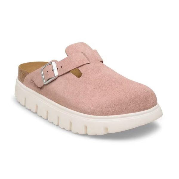 Birkenstock Boston PAP Chunky clogs with a closed-toe design, adjustable buckle strap, and thick platform sole, styled for a bold and modern casual look