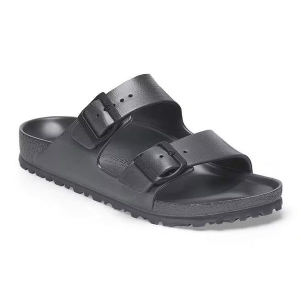 Pair of Birkenstock Arizona EVA sandals with a lightweight two-strap design, adjustable buckles, and waterproof construction for casual and water-friendly use.