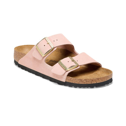 Pair of Birkenstock Arizona sandals for women with a cork footbed, two adjustable buckle straps, and a classic open-toe design for everyday comfort.