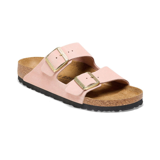 Pair of Birkenstock Arizona sandals for women with a cork footbed, two adjustable buckle straps, and a classic open-toe design for everyday comfort.
