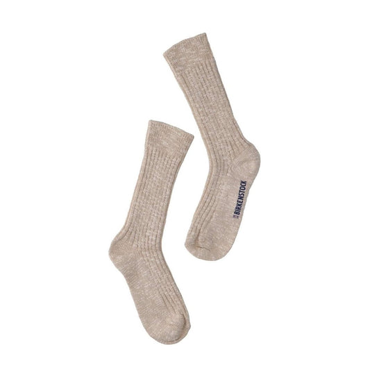 Pair of Birkenstock women’s cotton slub socks featuring a textured knit design and crew length for casual everyday comfort.