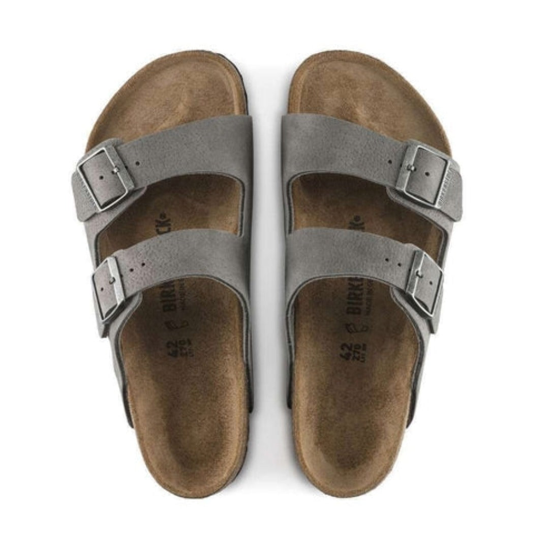 Birkenstock Arizona Nubuck Leather Sandal - Desert Buck Whale Gray