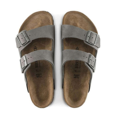 Birkenstock Arizona Nubuck Leather Sandal - Desert Buck Whale Gray