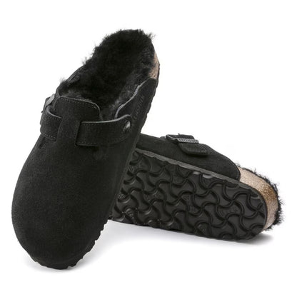 Birkenstock Boston VL/Shearling Suede Leather - Black