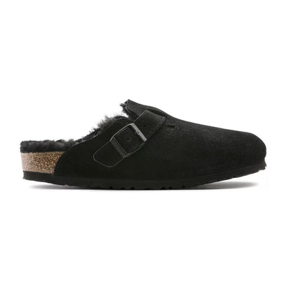 Birkenstock Boston VL/Shearling Suede Leather - Black
