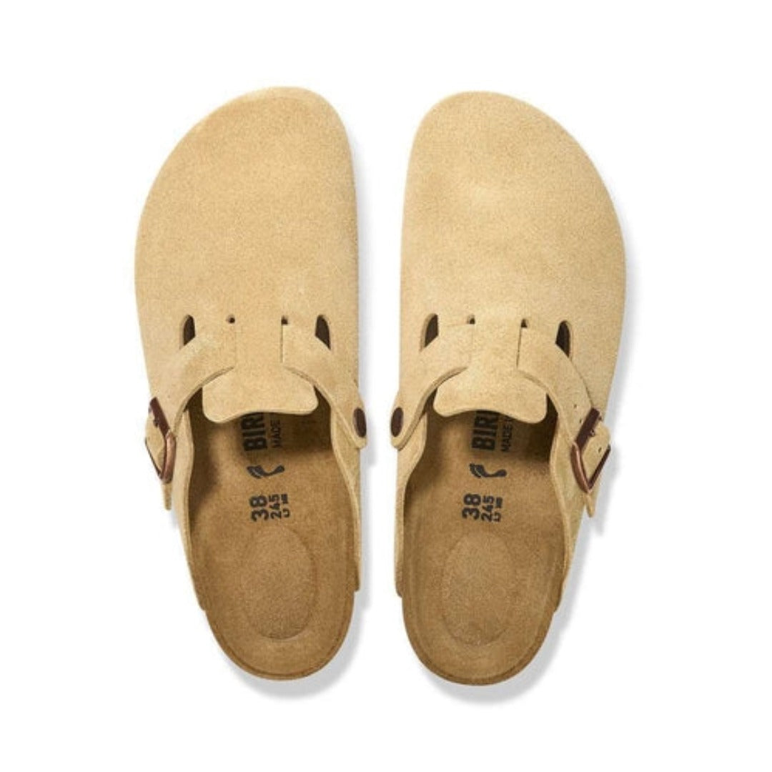 Birkenstock Boston Suede Leather - Latte Cream