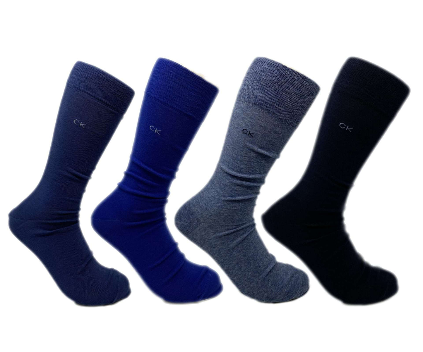 Set of Calvin Klein men’s dress socks featuring a smooth combed cotton finish, ribbed cuffs, and a classic crew length for formal wear.