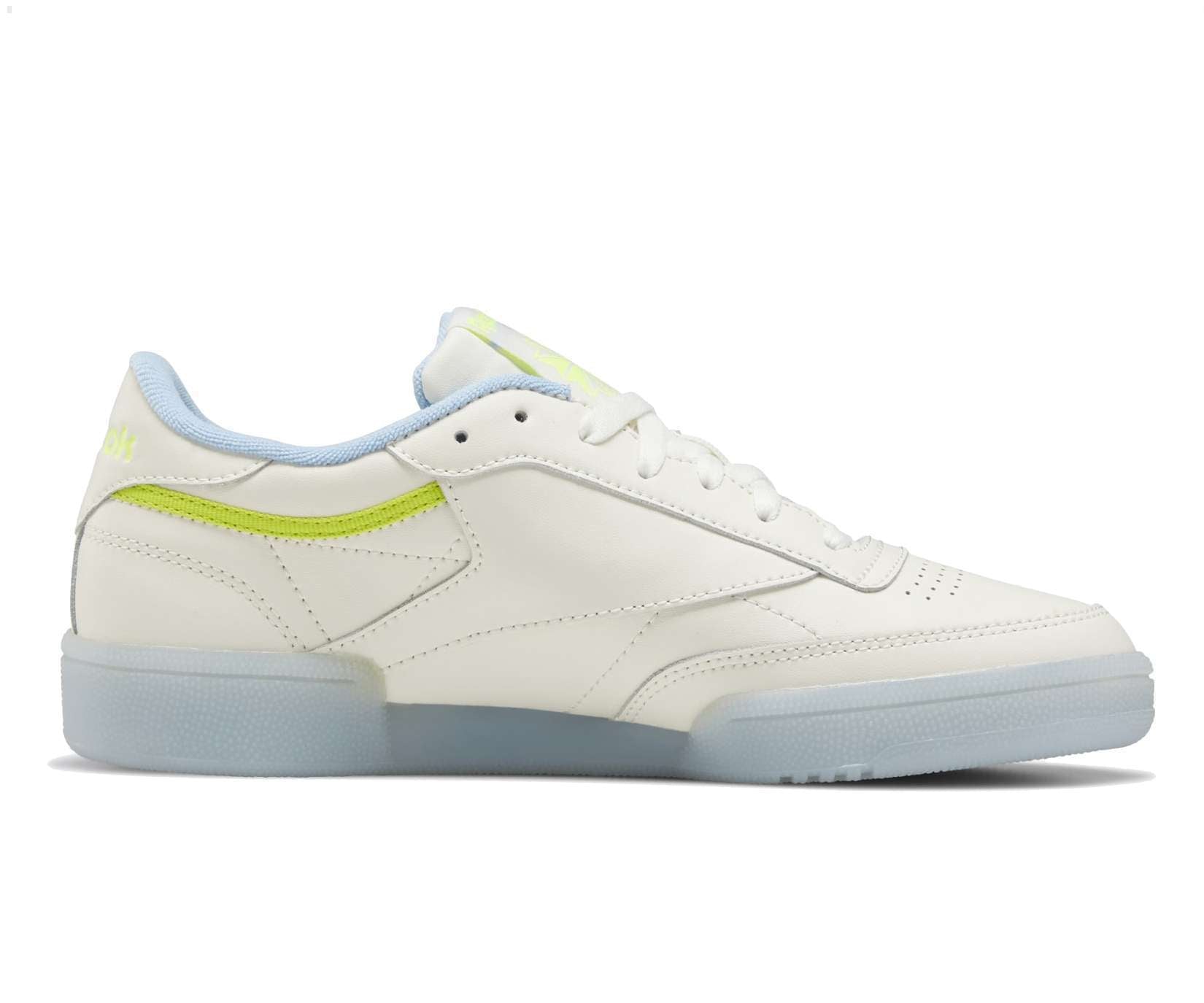 Reebok Classic Women's CLUB C 85 Shoes EF3494 Chalk / Fluid Blue / Semi Solar Yellow
