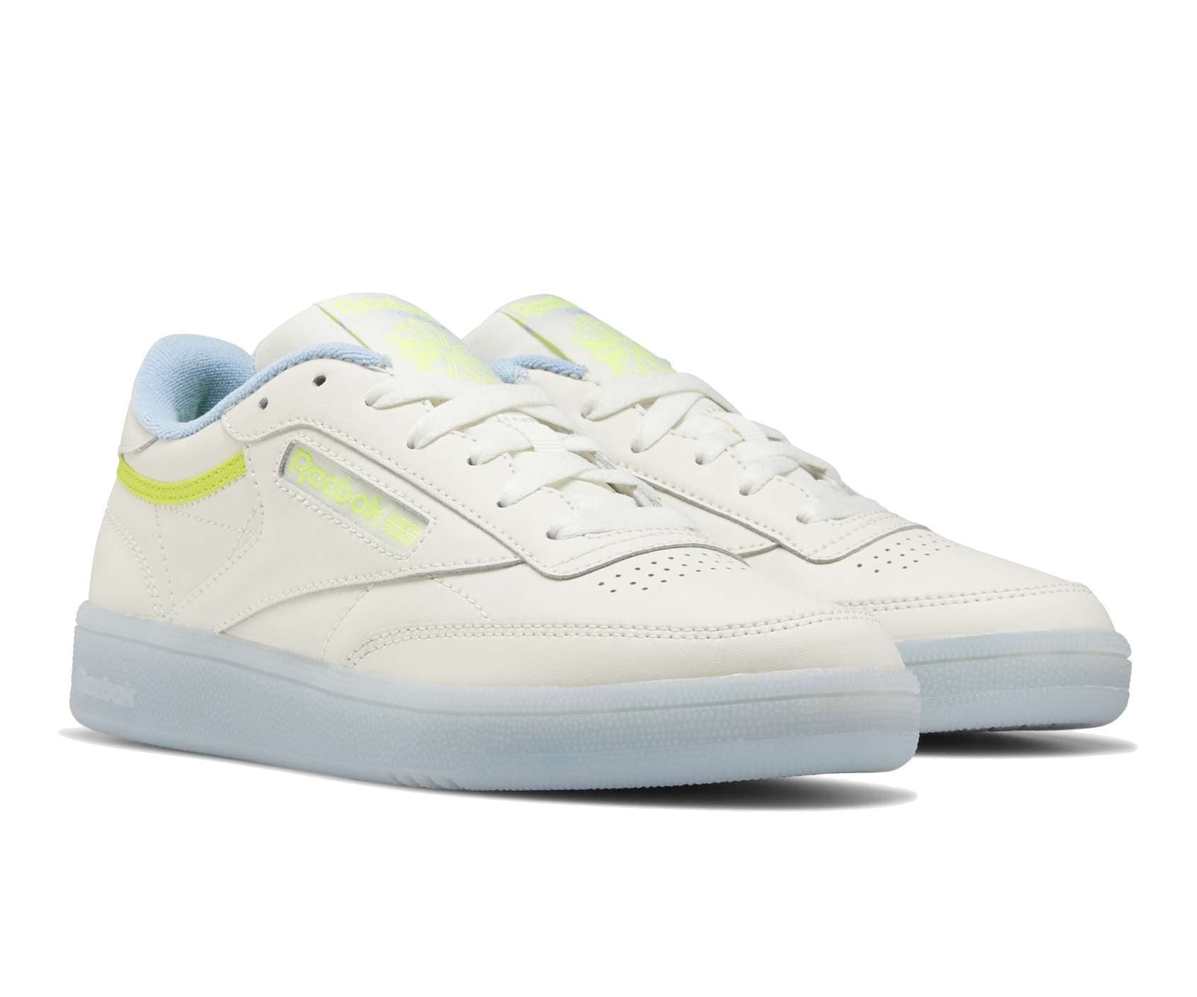Reebok Classic Women's CLUB C 85 Shoes EF3494 Chalk / Fluid Blue / Semi Solar Yellow