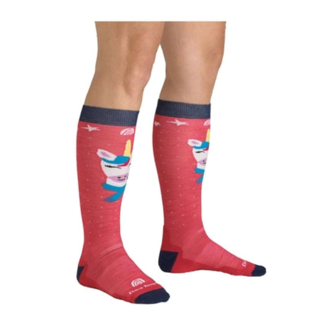 Darn Tough Kids Magic Mountain Over-The-Calf Midweight Ski &amp; Snowboard Socks - Rasberry