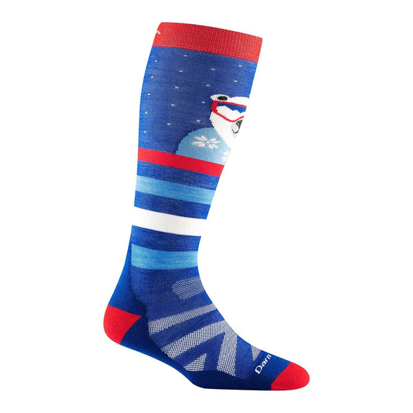 Youth over-the-calf ski socks featuring midweight merino wool construction, cushioned winter comfort, and durable snow-sport styling for skiing and snowboarding