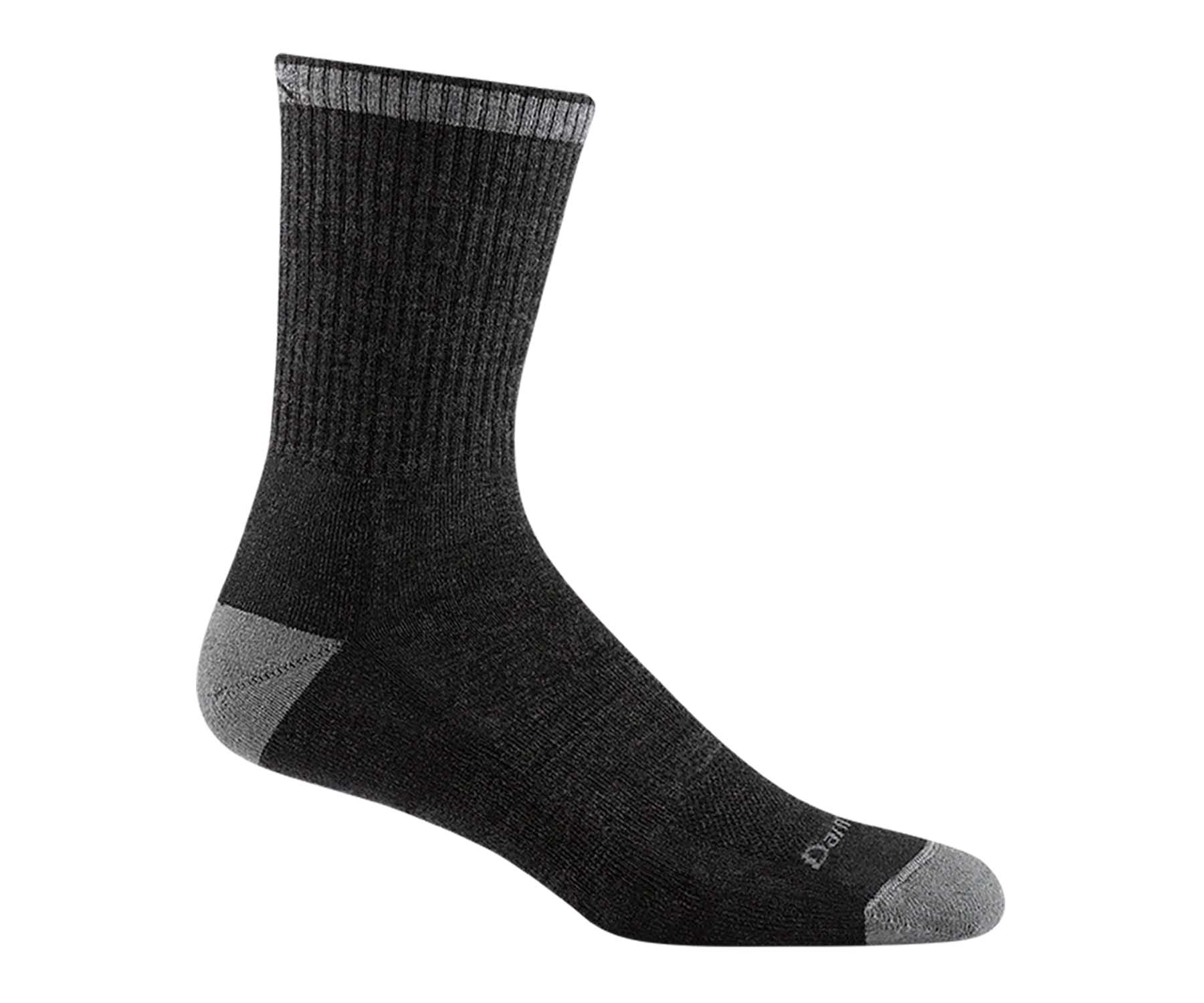 Men’s micro crew work socks featuring midweight merino wool construction, cushioned all-day comfort, and durable boot-ready styling for demanding work environments