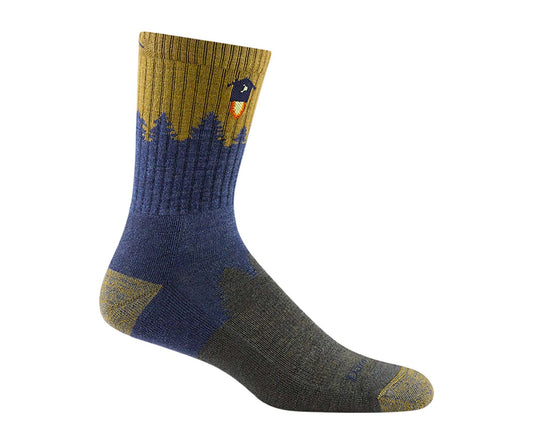 Men’s micro crew hiking socks featuring midweight merino wool construction, cushioned trail comfort, and durable outdoor styling for hiking and backpacking