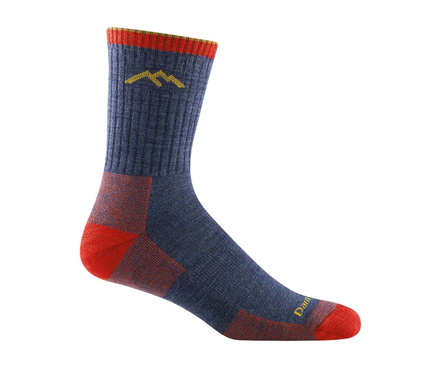Men’s micro crew hiking socks featuring midweight merino wool construction, cushioned trail comfort, and durable outdoor styling for hiking and backpacking adventures