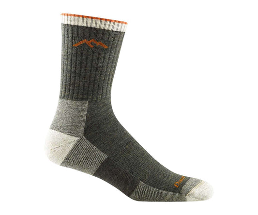 Men’s micro crew hiking socks featuring midweight merino wool construction, cushioned trail comfort, and durable outdoor styling for hiking and backpacking adventures
