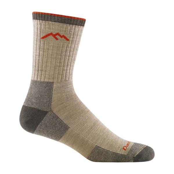 Men’s micro crew hiking socks featuring midweight merino wool construction, cushioned trail comfort, and durable outdoor styling for hiking and backpacking adventures