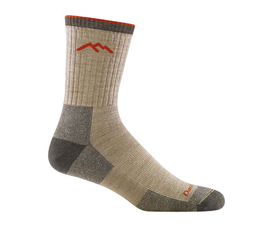Men’s micro crew hiking socks featuring midweight merino wool construction, cushioned trail comfort, and durable outdoor styling for hiking and backpacking adventures
