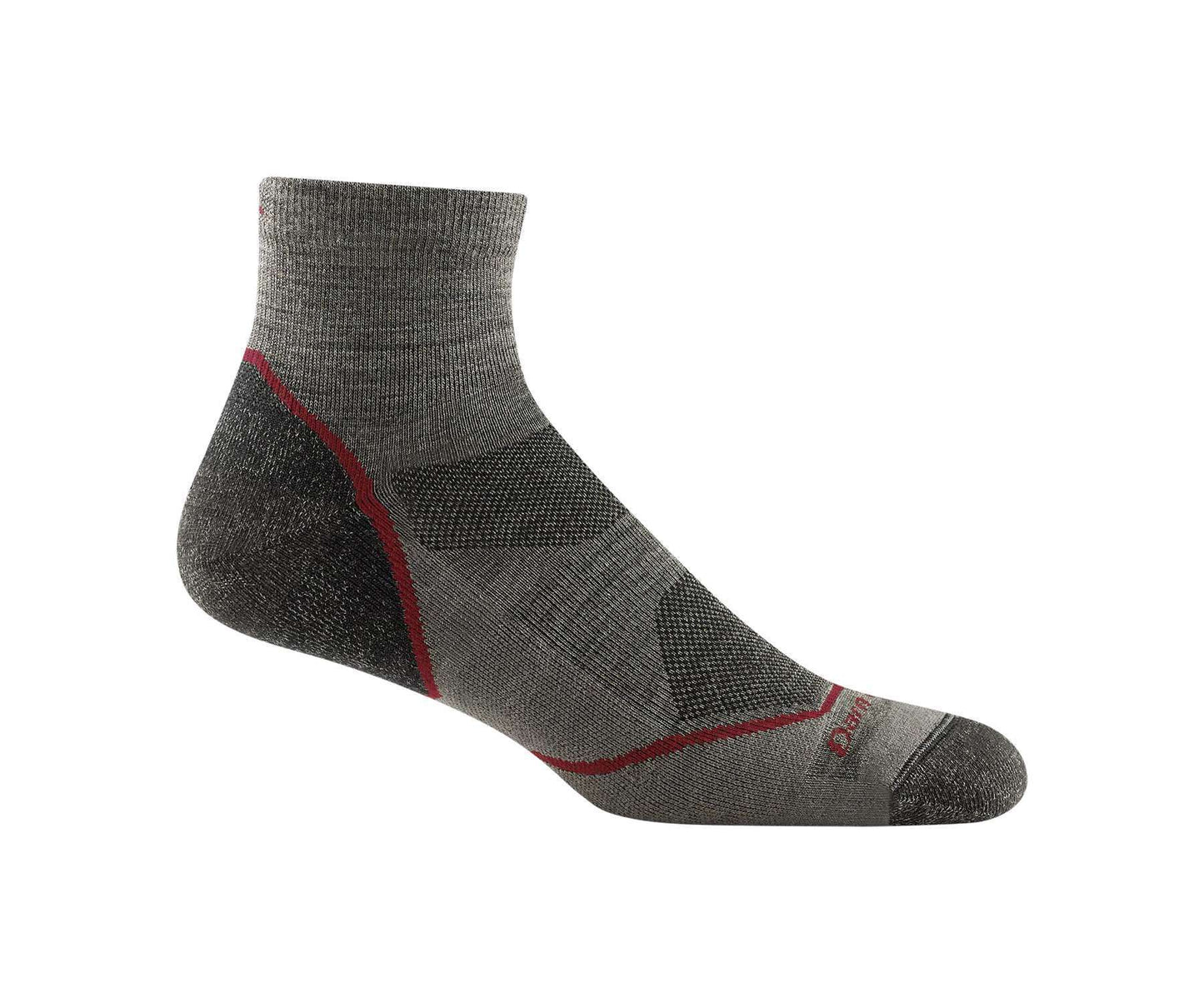 Men’s lightweight quarter hiking socks featuring breathable merino wool construction, light cushioned comfort, and durable outdoor trail styling for hiking and active wear