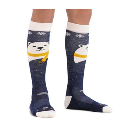Darn Tough Kids Polar Bear Over-the-Calf Midweight Ski & Snowboard Socks - Blue