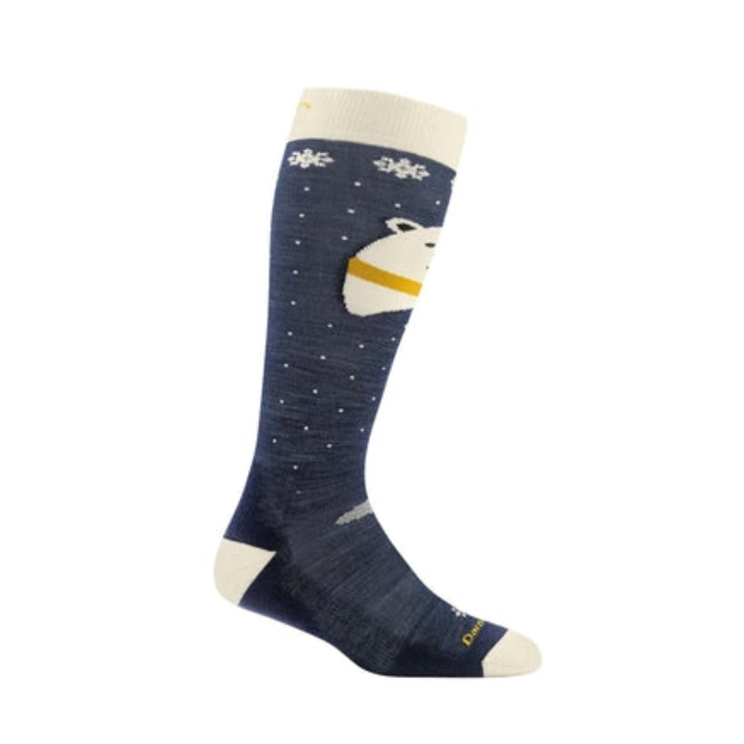Kids over-the-calf ski and snowboard socks featuring midweight merino wool construction, cushioned winter comfort, and playful polar bear styling for cold-weather outdoor activities