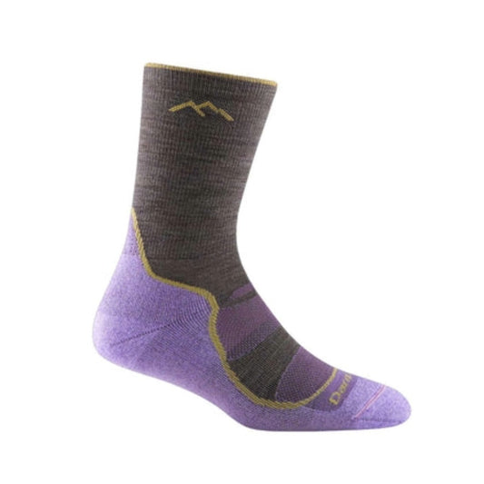 Women’s lightweight micro crew hiking socks featuring breathable merino wool construction, light cushioned comfort, and durable outdoor trail styling