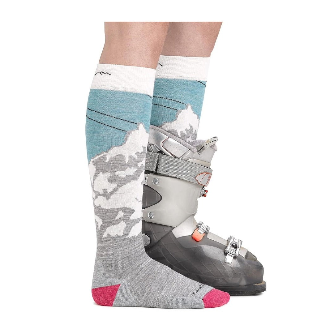 Darn Tough Women's Merino Wool Yeti Over-the-Calf Cushion Skiing Socks - Aqua