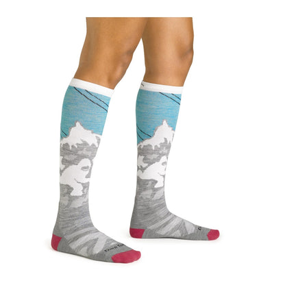 Darn Tough Women's Merino Wool Yeti Over-the-Calf Cushion Skiing Socks - Aqua