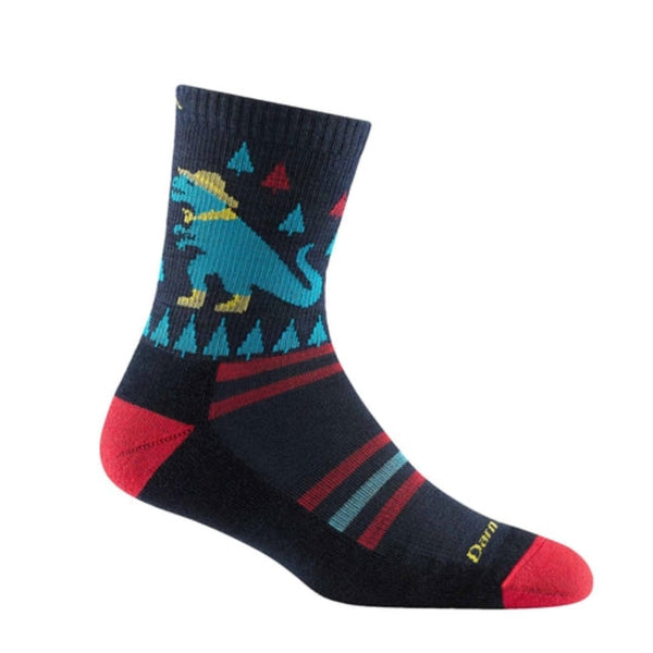 Darn Tough Kids Ty-Ranger-Saurus Micro Crew Lightweight Hiking Sock- Eclipse