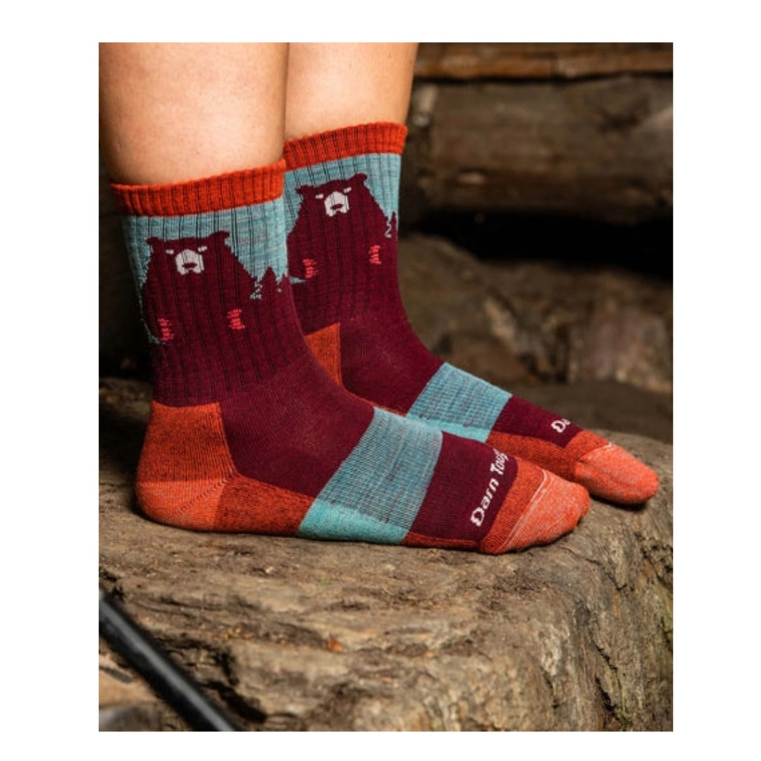 Darn Tough Women's Bear Town Micro Crew Lightweight Hiking Sock - Burgundy