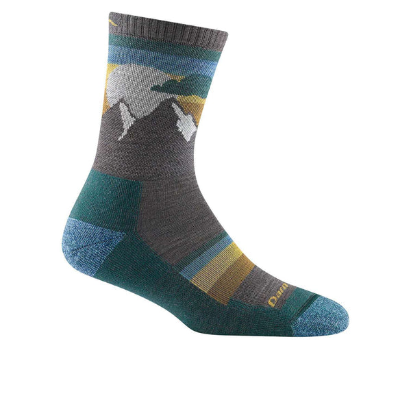 Women’s lightweight micro crew hiking socks featuring breathable merino wool construction, cushioned trail comfort, and colorful outdoor-inspired styling for hiking adventures
