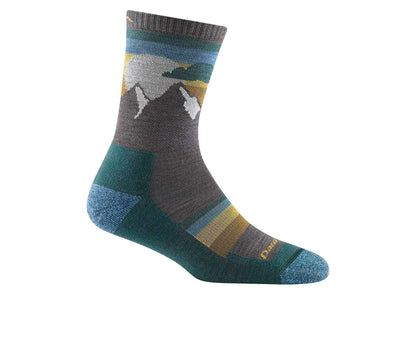 Women’s lightweight micro crew hiking socks featuring breathable merino wool construction, cushioned trail comfort, and colorful outdoor-inspired styling for hiking adventures