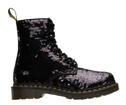 Dr. Martens Women's 1460 Pascal Sequin Lace Up Boot (Black / Silver)