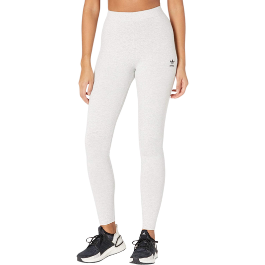 Adidas Originals Leggings in Light Grey Heather color, made from a blend of 93% Cotton and 7% Elastane, featuring a no closure design.