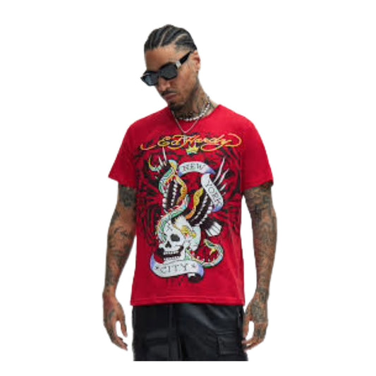 Ed Hardy NYC Skull Eagle Red T-Shirt