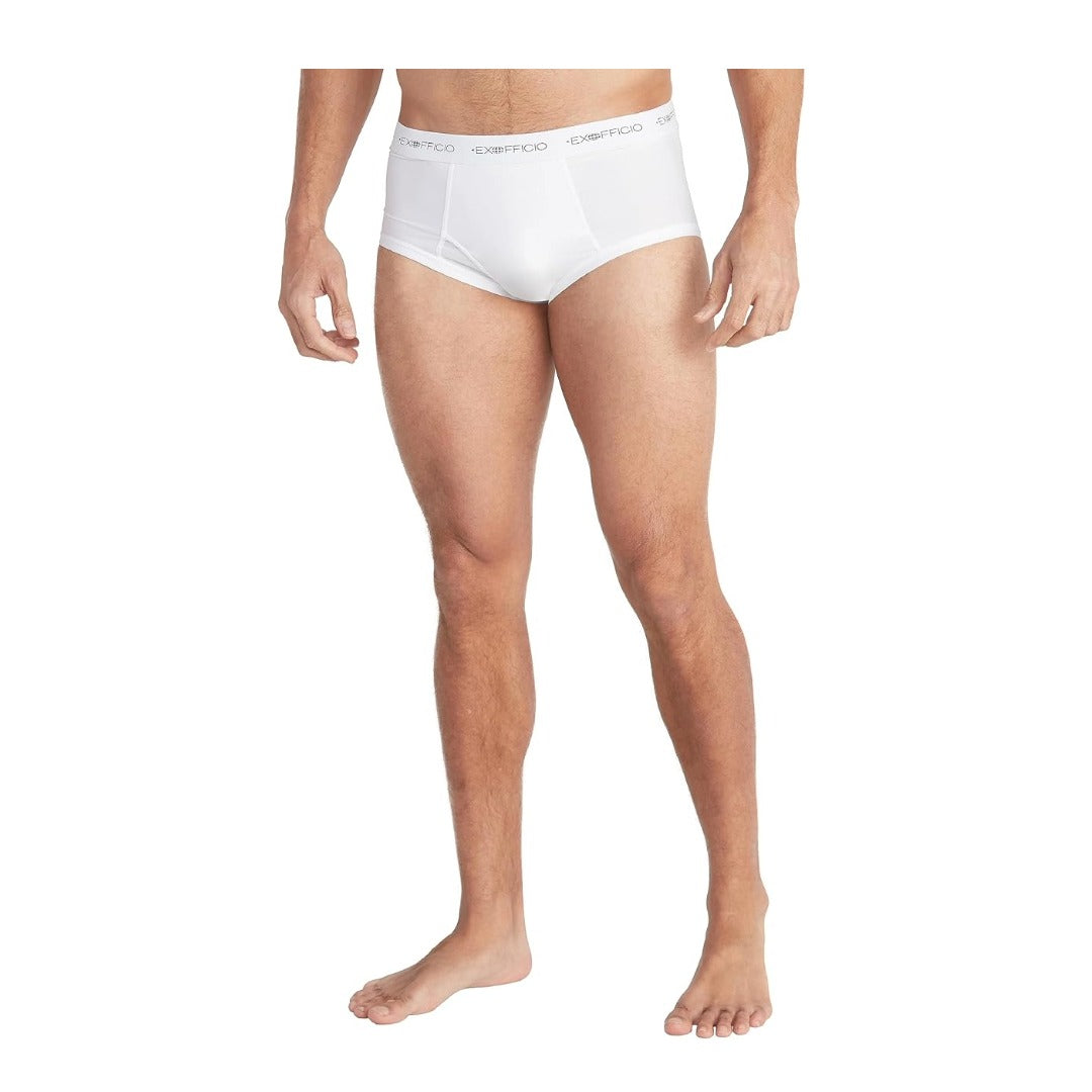 Men’s performance brief underwear featuring lightweight moisture-wicking fabric, a supportive fit, breathable construction, stretch comfort, and a soft elastic waistband for everyday wear and travel